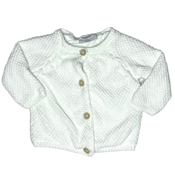 Lupilu Pure Collection White Cardigan Sweater Size 2-6M - Picture 1 of 5